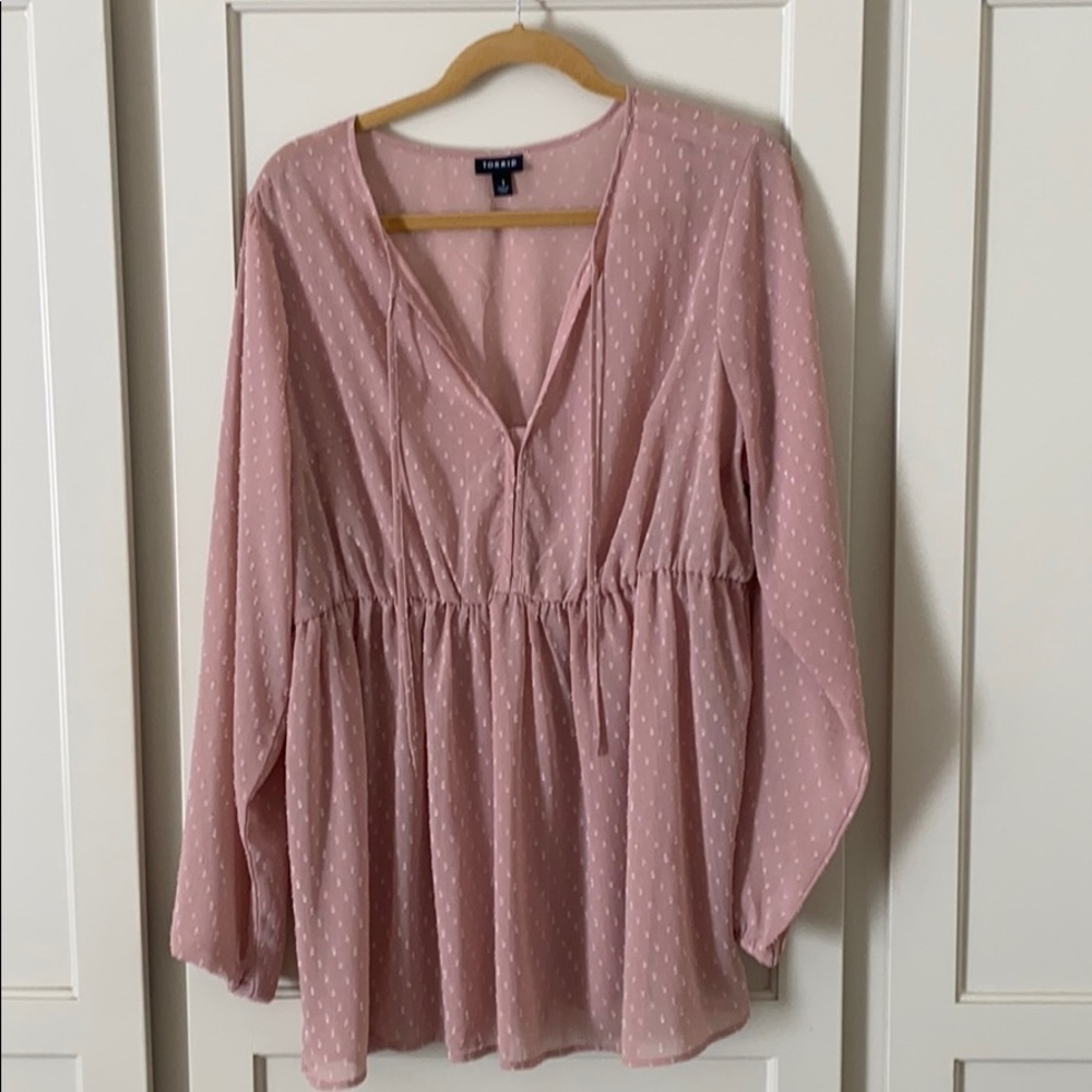 Dusty pink sheer torrid top